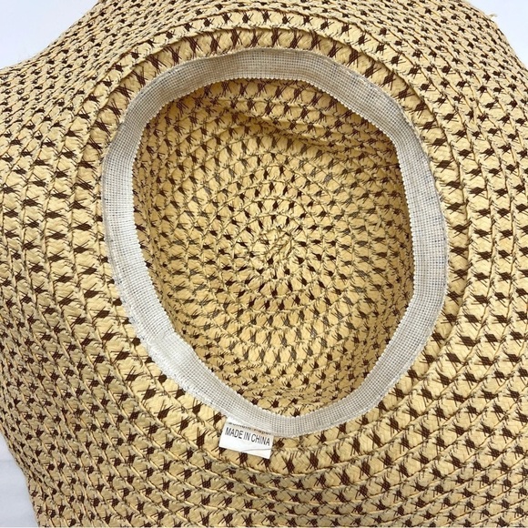 Beach hat Tan Fedora sun straw paper hat woman’s - Picture 4 of 6